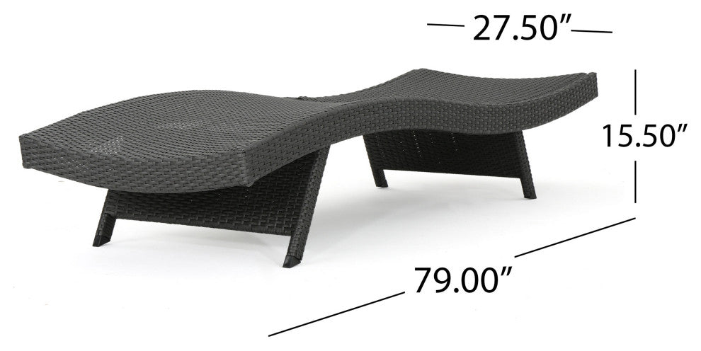 GDF Studio 2-Piece Olivia Outdoor Gray Wicker Chaise Lounge and Table Set