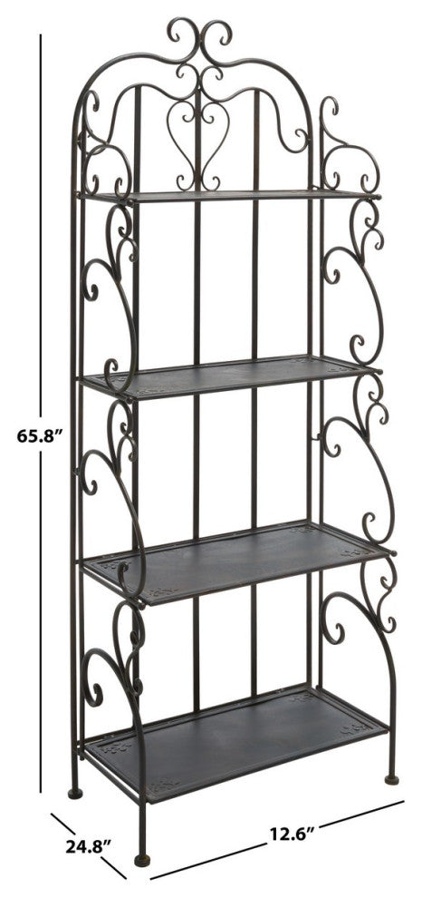 Safavieh Tyrique 4 Tier Shelf Unit, Black Rust