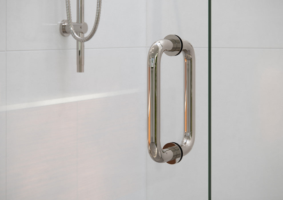 78"x64.75" Frameless Shower Door, Wall Hinge, Polished Nickel