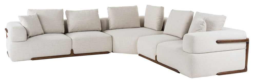 Divani Casa Simone Modern Off-White Fabric Sectional Sofa
