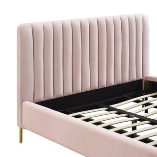 Angela Velvet Upholstered Bed, Blush, Queen