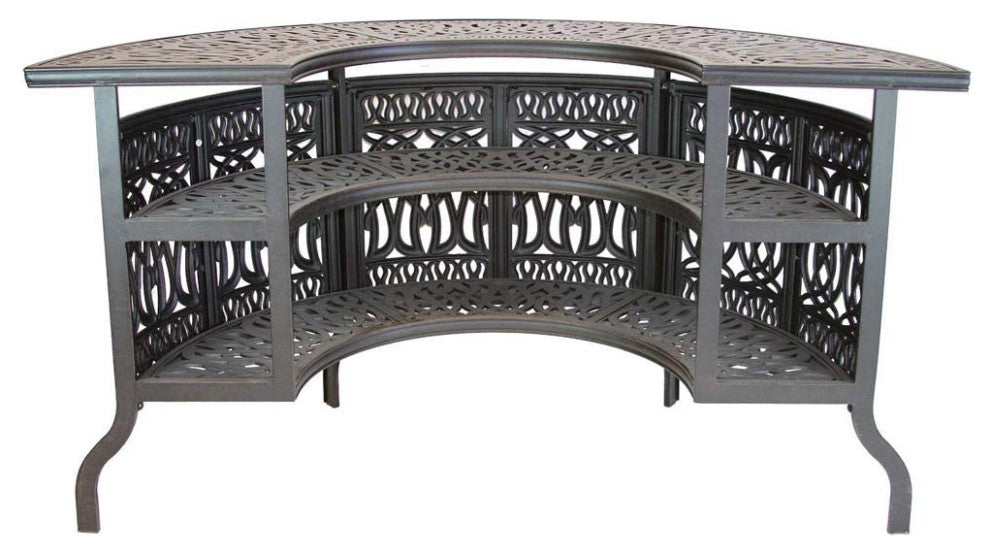 5-Piece Outdoor Bar Set Cast Aluminum Patio Table and 4 Palm Tree Swivel Stools
