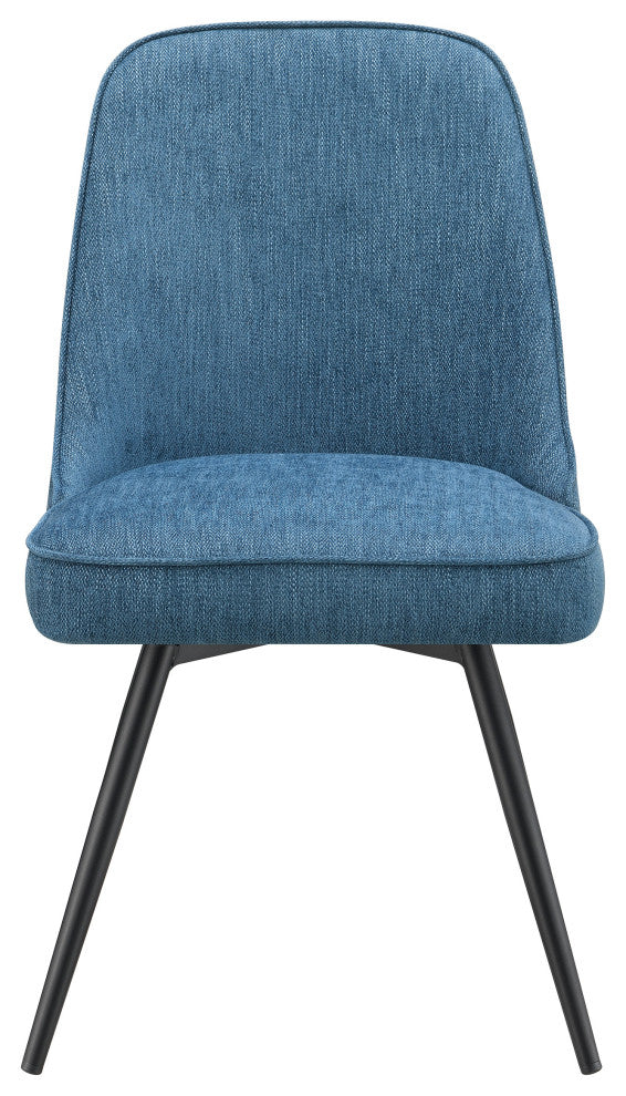 Martel Swivel Chair, Navy Herringbone With Black Legs