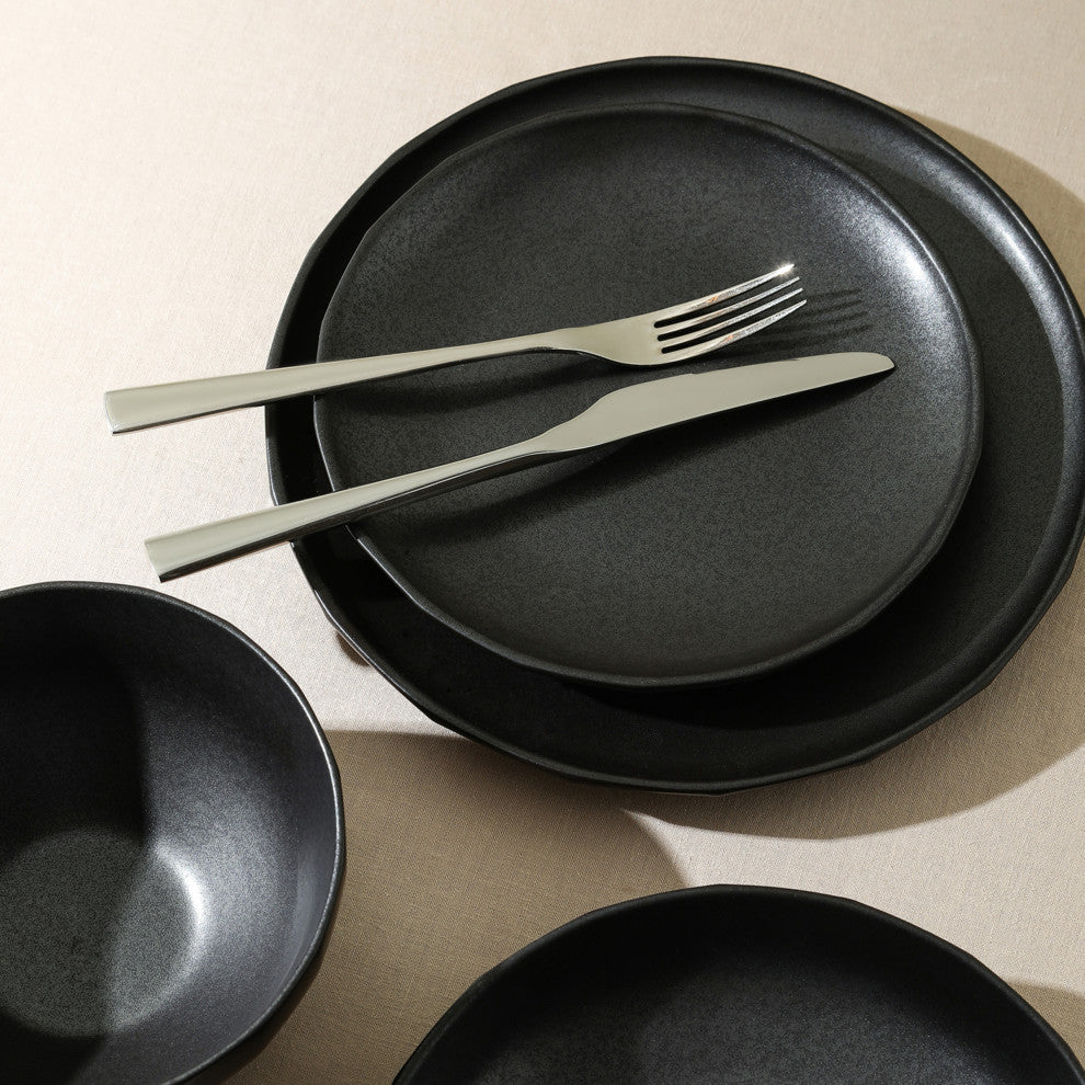 Stone Lain Rio Stoneware Dinner Plate Set of 4, Black