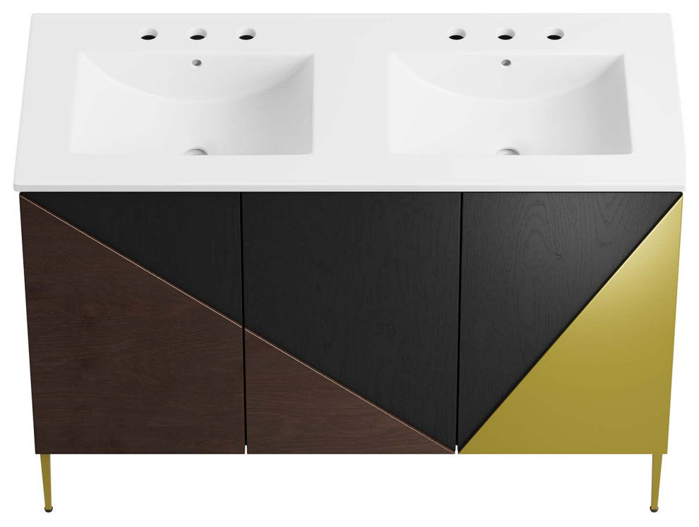 Alchemist 48" Double Sink Bathroom Vanity - White Black