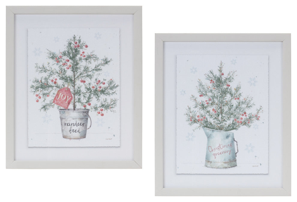 Potted Pine Tree Wall Art, Set of 2