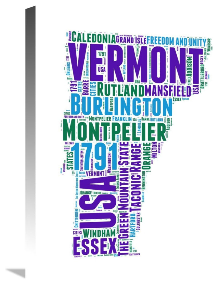 "Vermont Word Cloud Map" Fine Art Print