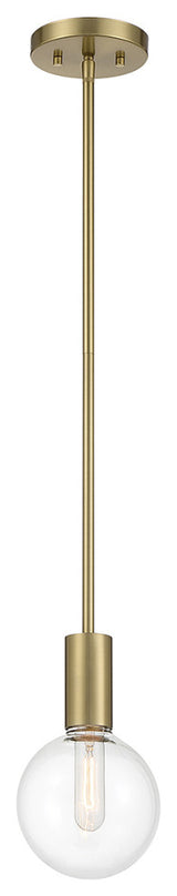 Wright 1-Light Mini-Pendant, Matte Black, Warm Brass