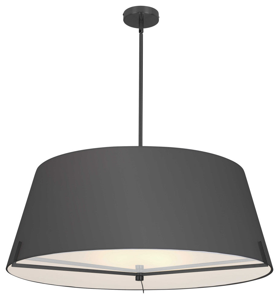 Preston Contemporary 4 Light Black Matte Black Fabric Pendant