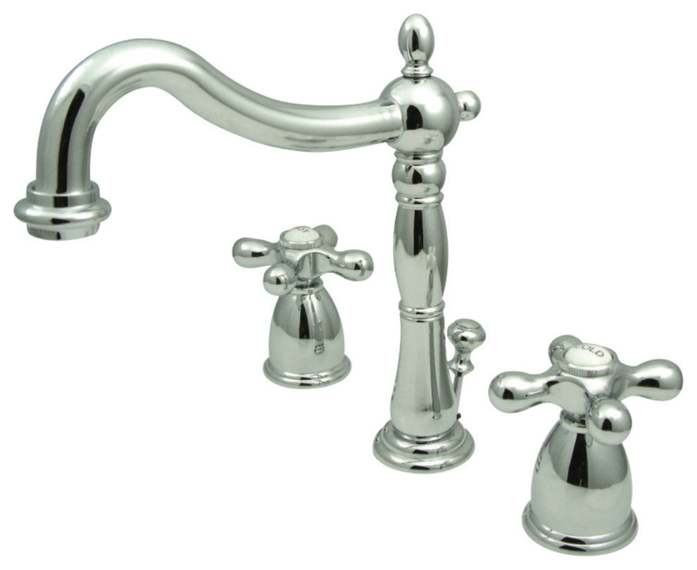 Kingston Brass Widespread Bathroom Faucet With Plastic Pop-Up, Polished Chrome