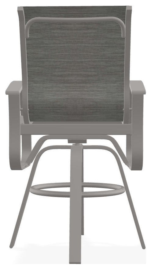 Belle Isle Sling Bar Height Outdoor Swivel Armchair, Sicily/Warm Gray