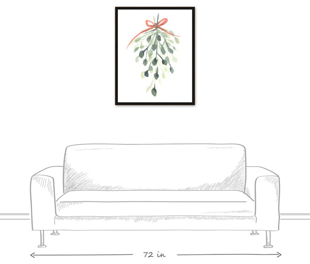 Watercolor Mistletoe Canvas Wall Art, Framed, 24"x30"