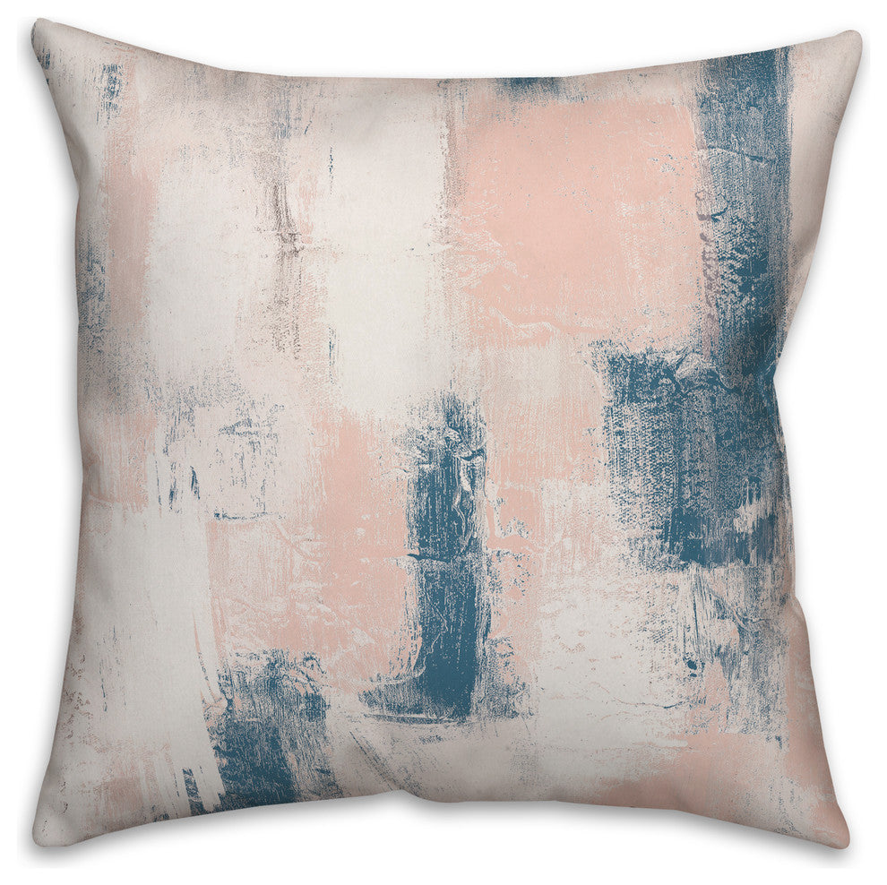 Blush and Navy Abstract Strokes 20x20 Throw Pillow