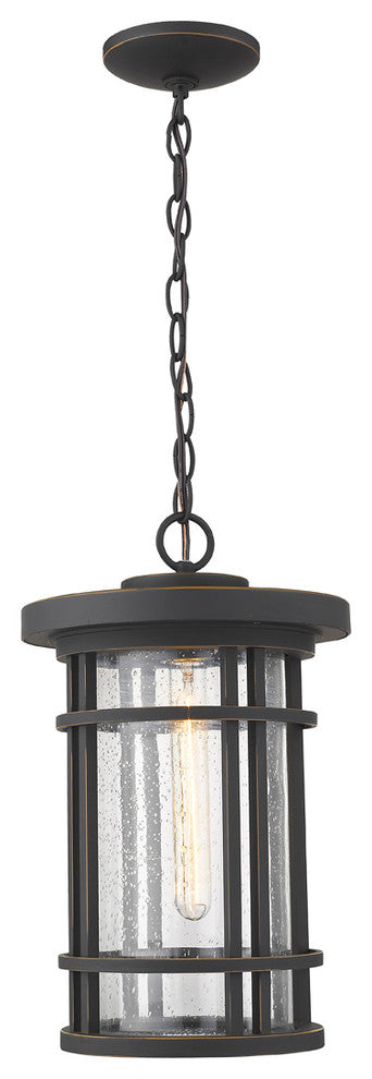 Zlite 570CHB-ORB 1-Light Outdoor Chain Mount Ceiling Fixture, Clear Seedy