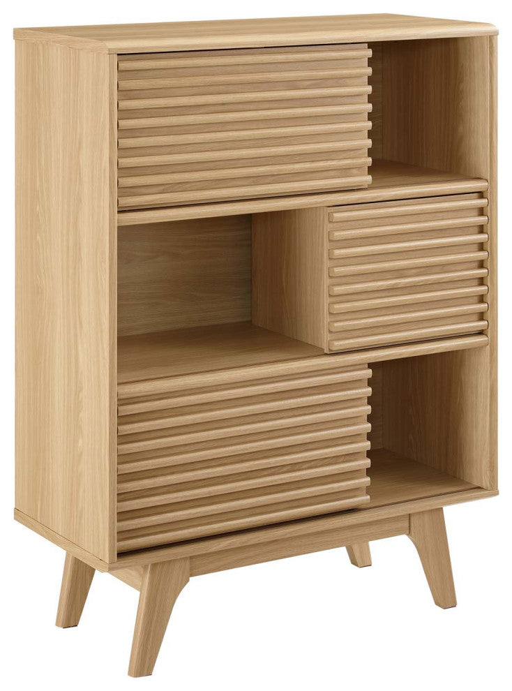 Render Three-Tier Display Storage Cabinet Stand Oak