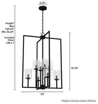 Kerrison Natural Iron With Seeded Glass 8 Light Pendant Ceiling
