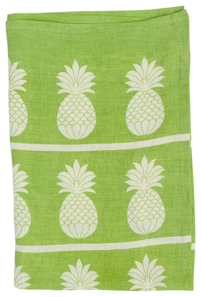 Pineapple Tea Towel, Set of 4, 20"x30", Sap Green