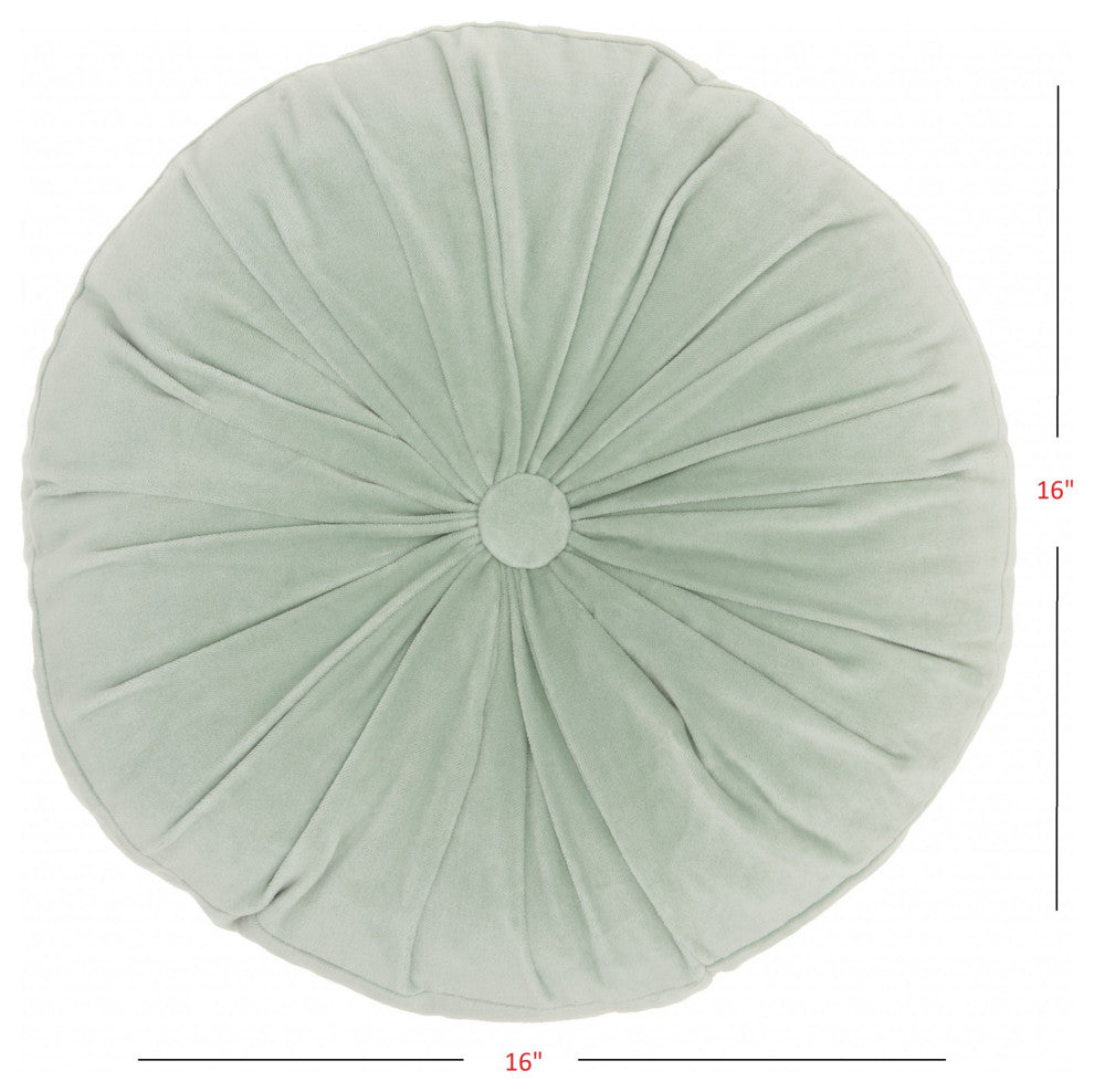16" X 16" Mint Green Round Velvet Throw Pillow