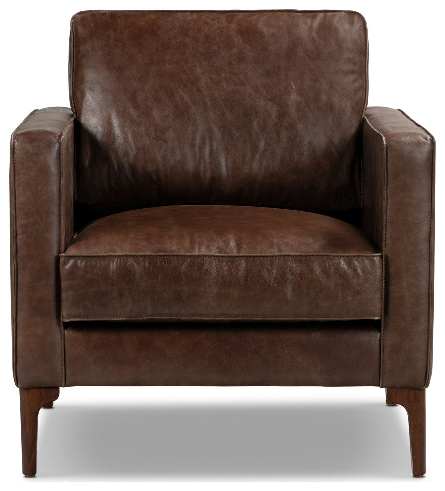 Poly and Bark Mateo Leather Lounge Chair, Chocolate Brown