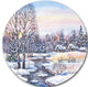 Russian Winter Village, Landscape Photo Round Metal Wall Art, 23"