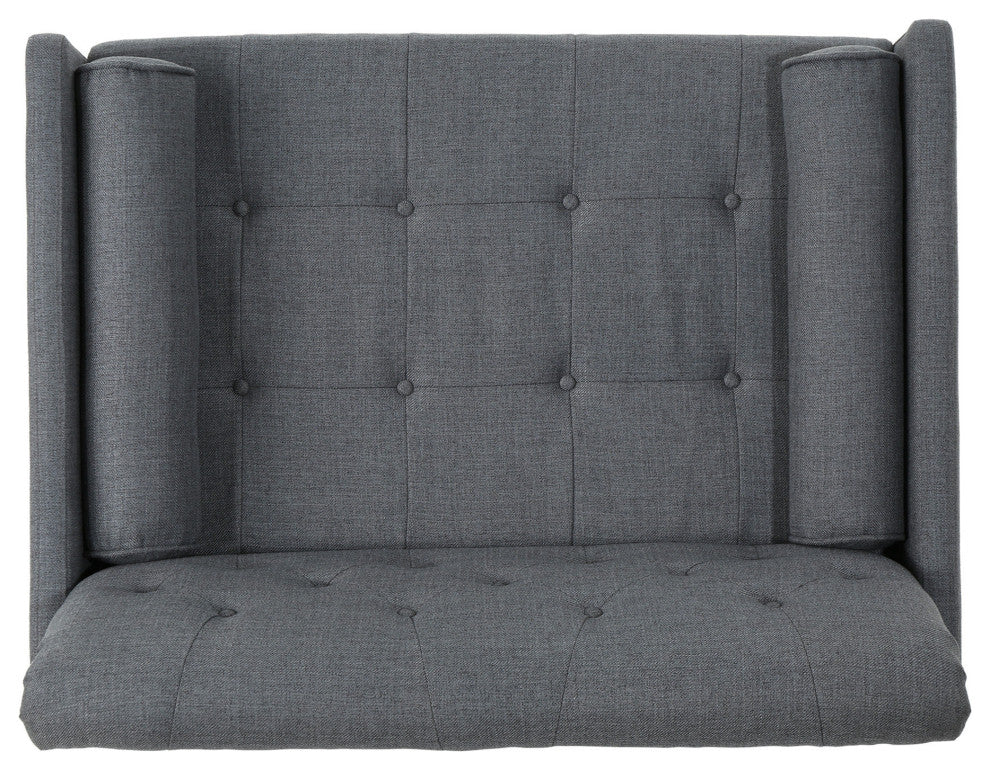 Nour Fabric Mid-Century Modern Club Chair, Dark Gray/Dark Walnut