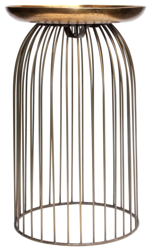 Contemporary Aviary Accent Table Small Antique Brass - Yellow