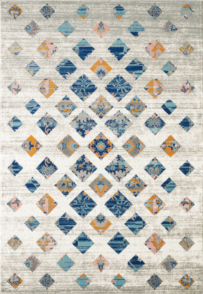 Abani Porto PRT100A Southwest Orange and Blue Block Area Rug