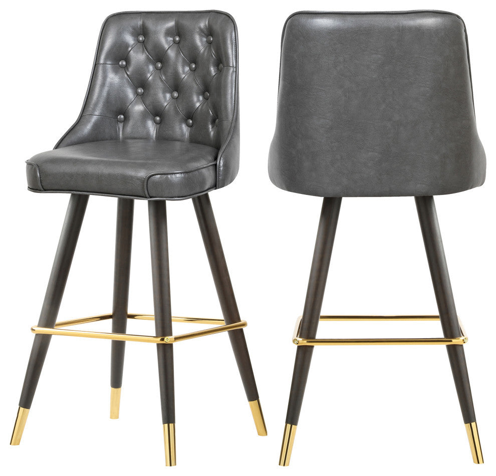 Portnoy Faux Leather Upholstered Bar Stool, Set of 2, Grey