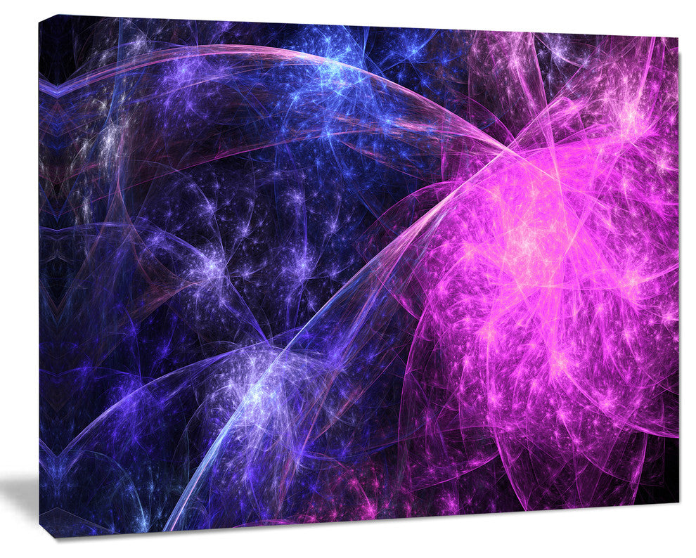 Purple Pink Colorful Fireworks, Abstract Art on Canvas, 20x12