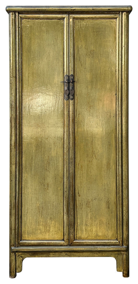 Oriental Distressed Light Olive Green Tall Narrow Noodle Cabinet Armoire Hws4337