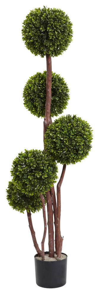 4" Boxwood Topiary X5 With 420 Leaves Uv Resistant, Indoor and Outdoor