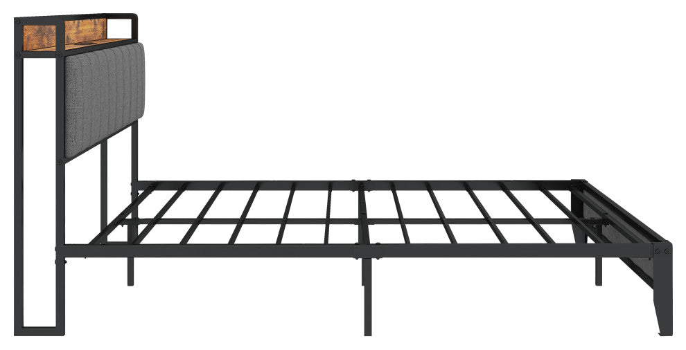 Gewnee Queen Size Bed Frame with Charging Station