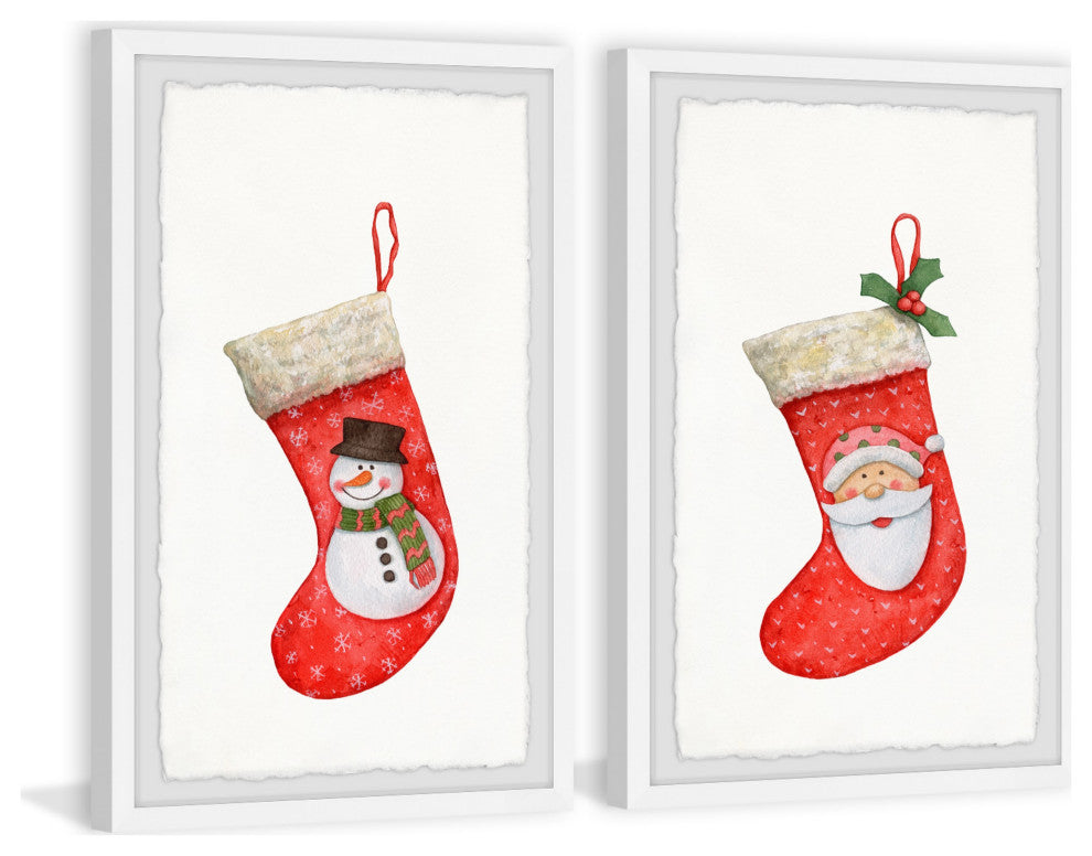 Snowman and Santa Diptych, 2-Piece Set, 12x18
