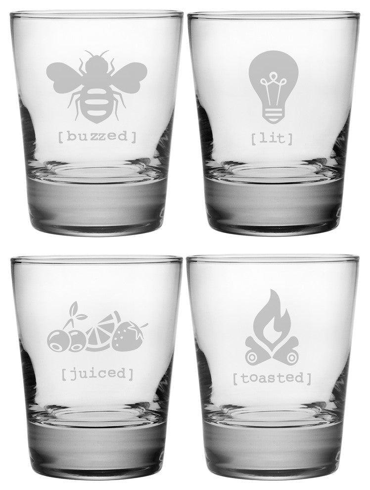 Tipsy 4-Piece Double Old Fashioned Glass Set