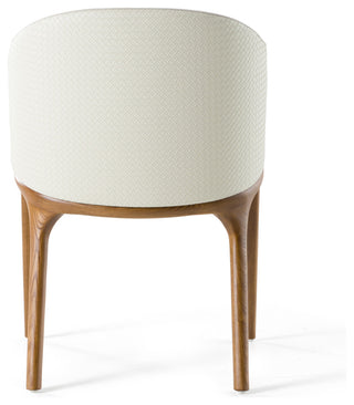 Modrest Lunde Cream Fabric, Vegan Leather & Walnut Arm Dining Chair