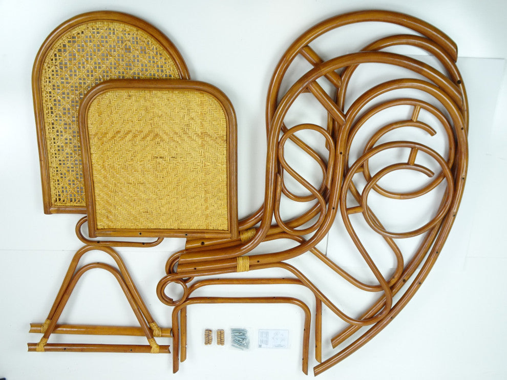 Milano Rocking Chair, Natural Rattan Wicker Hadmade, ECO, Colonial Col