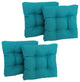 19" Squared Spun Polyester Tufted Dining Chair Cushion, Set of 4, Aqua Blue