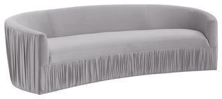 TOV Furniture Valerie Pleated Light Grey Velvet Sofa