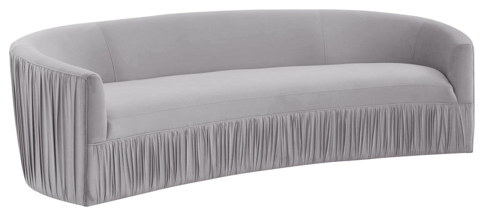 TOV Furniture Valerie Pleated Light Grey Velvet Sofa