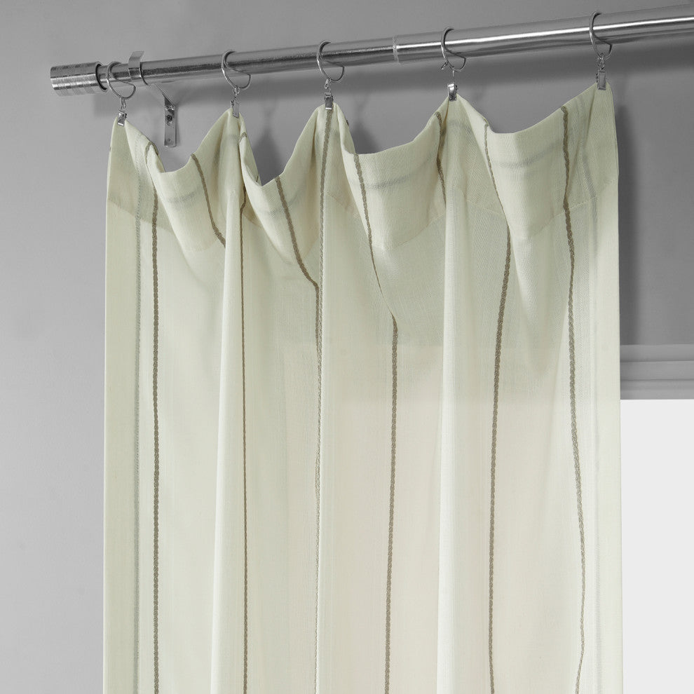 Aruba Gold Striped Linen Sheer Curtain Single Panel, 50"x108"