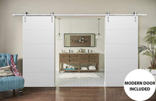 Double Barn Door 84 x 96, Planum 0770 Painted White, Silver 14FT