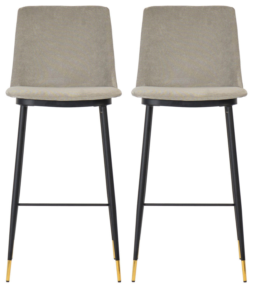 Evora Velvet Counter Stool, Set of 2, Gray