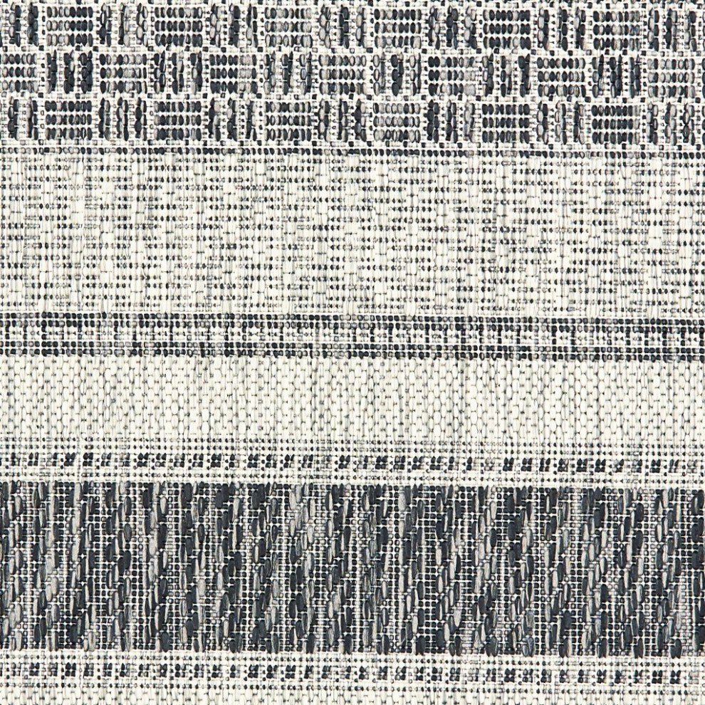 8" x 10" Gray Stripe Indoor Outdoor Area Rug
