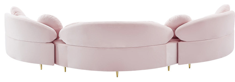 Vivacious Velvet Upholstered 3-Piece Sectional, Pink