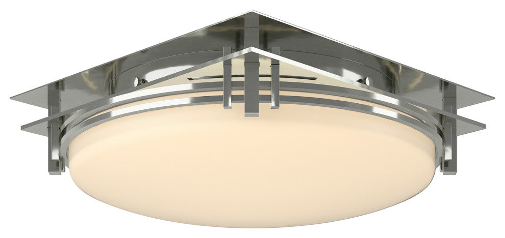 Banded Semi-Flush, Sterling Finish, Opal Glass