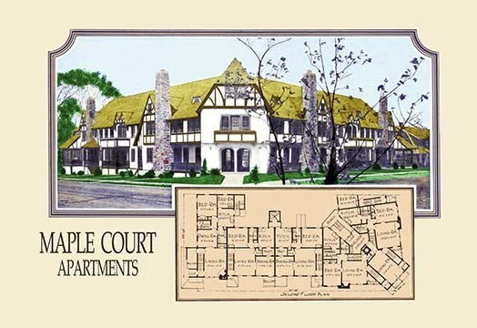 Maple Court Apartments- Fine Art Giclee Print 24" x 36"