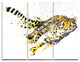 "Cheetah Illustration Artwork" Glossy Metal Wall Art, 3 Panels, 36"x28"