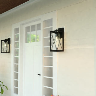 Milton 1-Light Matte Black Transitional Outdoor Wall Lantern Clear Glass