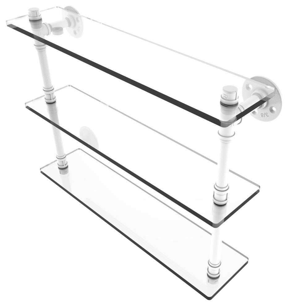 Pipeline Triple Glass Shelf, Matte White, 22"