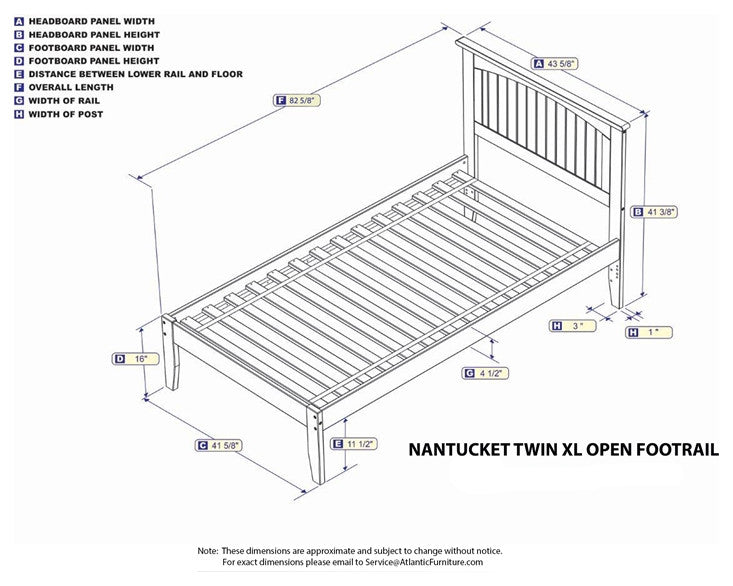 AFI Nantucket Twin XL Solid Wood Platform Bed with USB Charger in Espresso